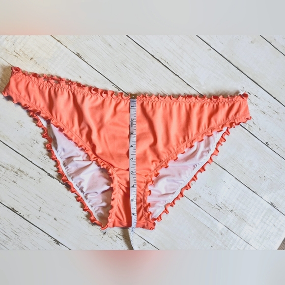 NEW Shade & Shore Swim Bikini Ombre Top & Ruched Bottoms Orange Cream Tie String - Picture 8 of 13